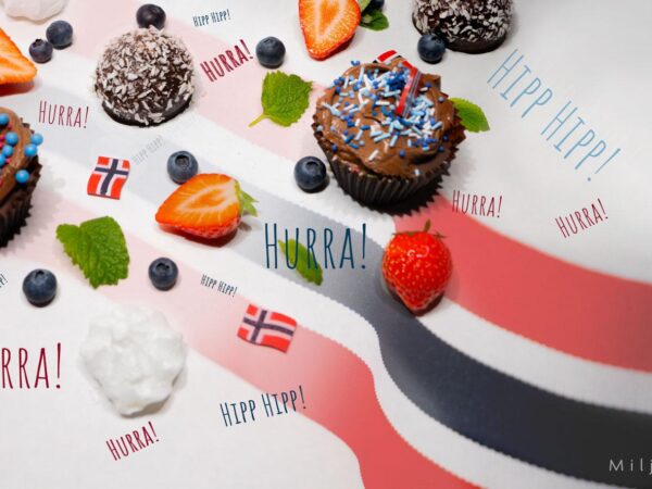 Flagg og kake plakat